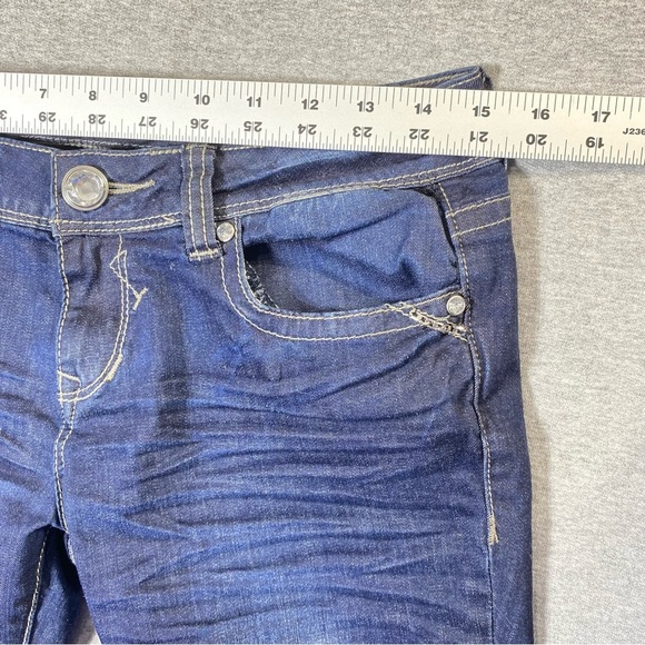 Grace In LA Skinny Jeans Women 9/28 Blue Embellished Skinny Textured Faded Denim - Picture 14 of 16